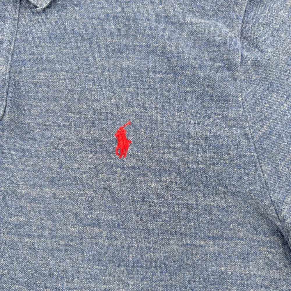 Polo Ralph Lauren Mens XL Custom Slim Fit Heathered Blue Polo Shirt Red Pony